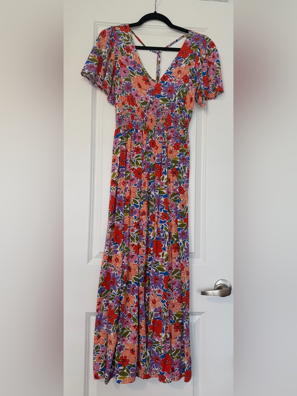 Floral Maxi Dress in Red, Pink & Purple